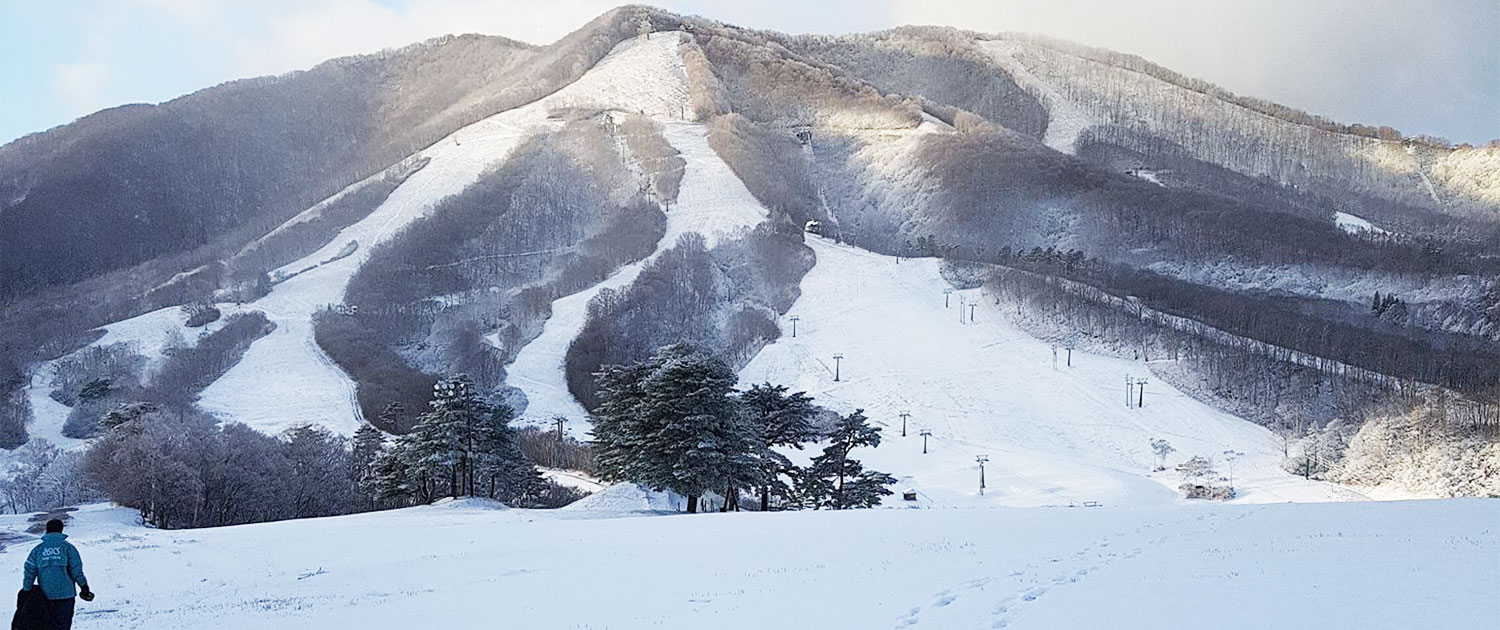 First Snow Of The Season 500 metres from Yamadasan Ski Lodge in Madarao